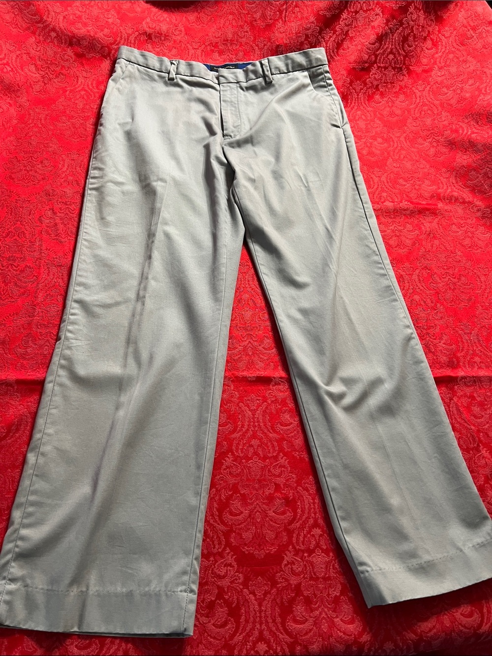 Banana Republic Non-Iron Tailored Fit Chino Pants Men's 34x30 Gray Flat Front